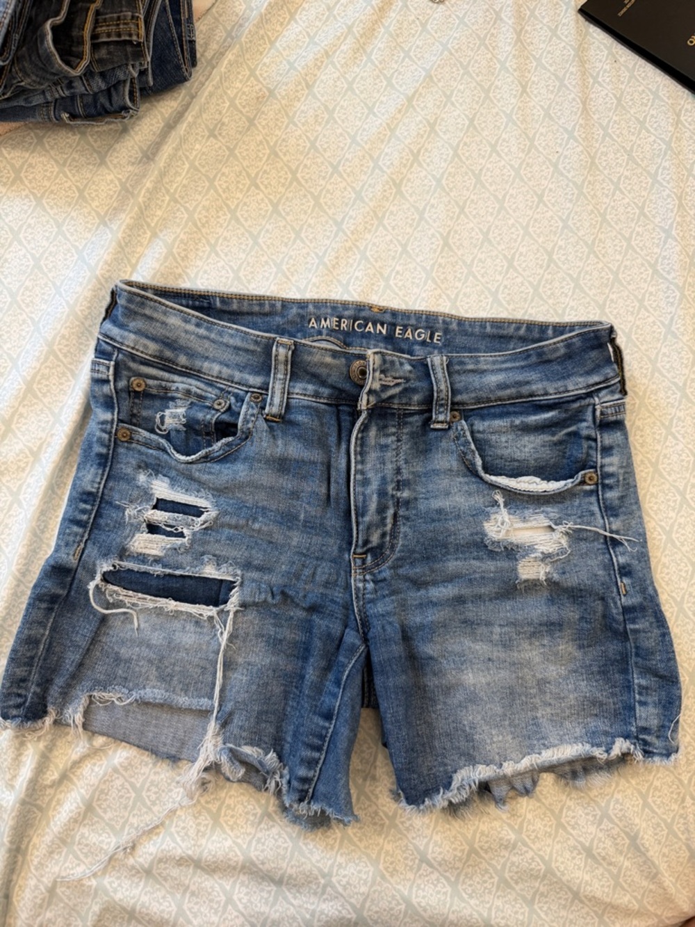 American Eagle Outfitters Light Blue Distressed Denim Cutoff Shorts